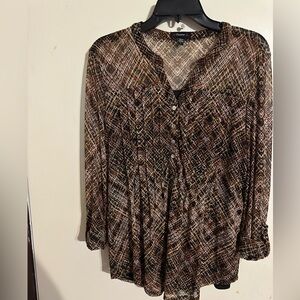 Cocomo Brown & Black Printed Button-Front Blouse